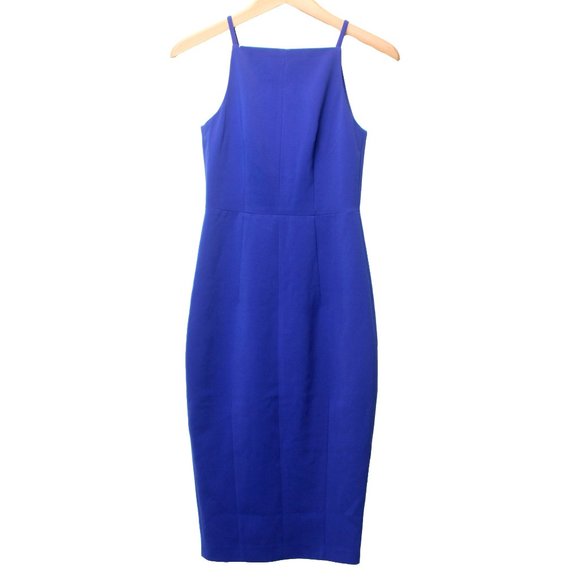 H&M ROYAL BLUE MIDI BODYCON COCKTAIL DRESS - Picture 1 of 6
